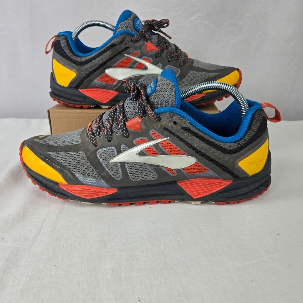 Brooks Cascadia 11 Scott Jurek 2189 Trail Running Shoes 9.5 Mens Grey Red Yellow